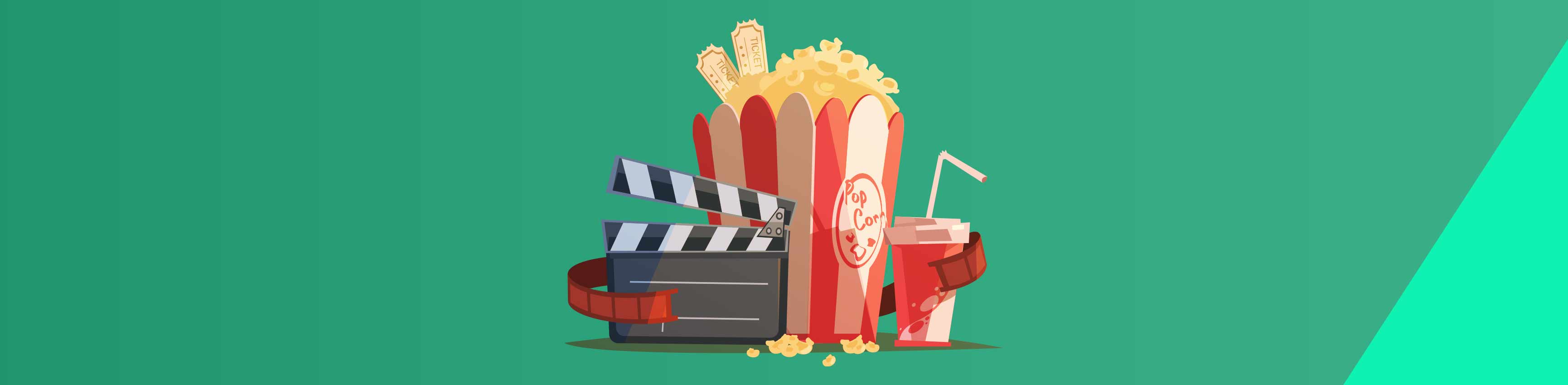 Paquet de popcorn, lunette 3d et ticket de cinéma en illustration pour le cinéma pour les malentendants. 
